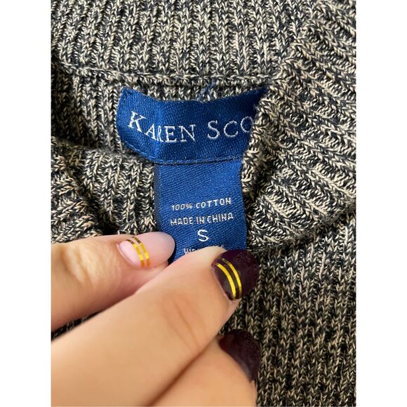 Karen Scott Small Women's High Neck Striped Neutral Basic Sweater Turtleneck - Picture 2 of 3